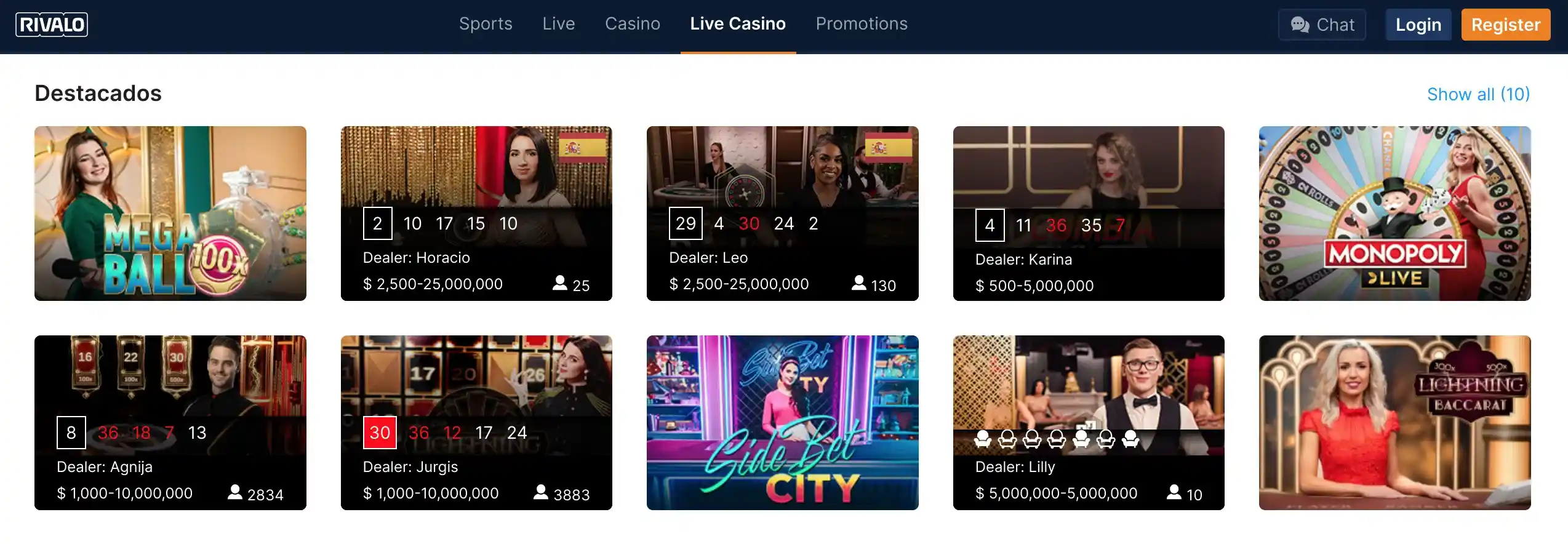 Casino en vivo Rivalo