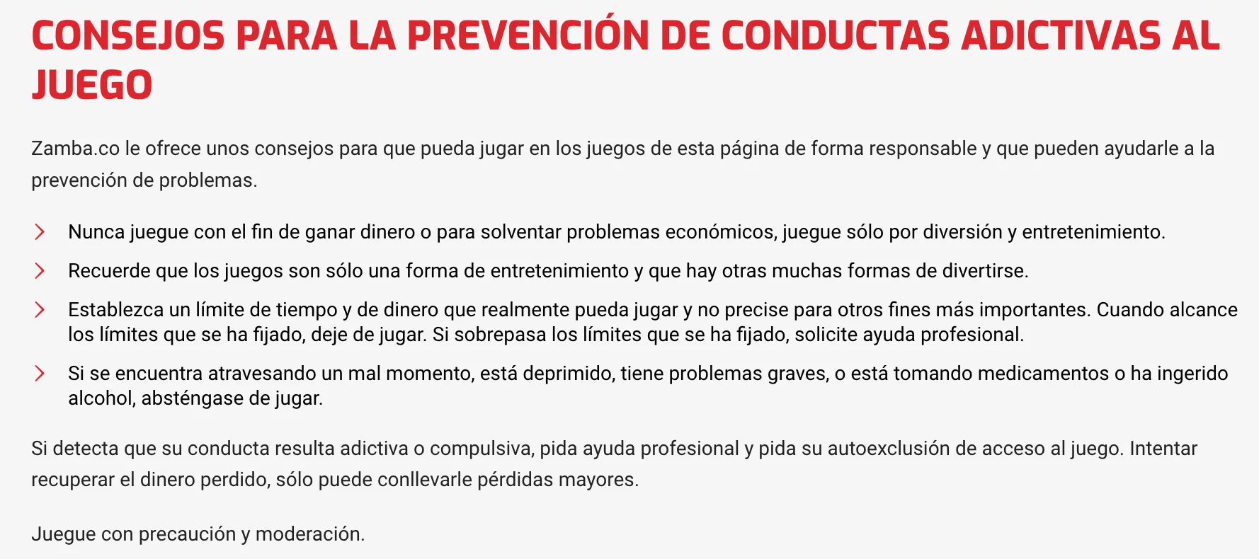 Juego responsable casinos online