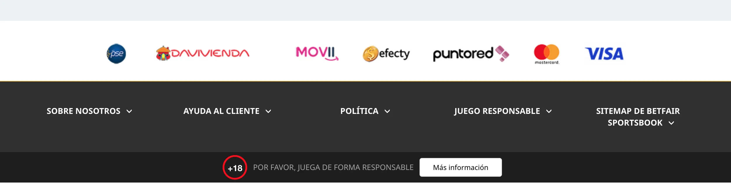 métodos de pago Colombia casinos