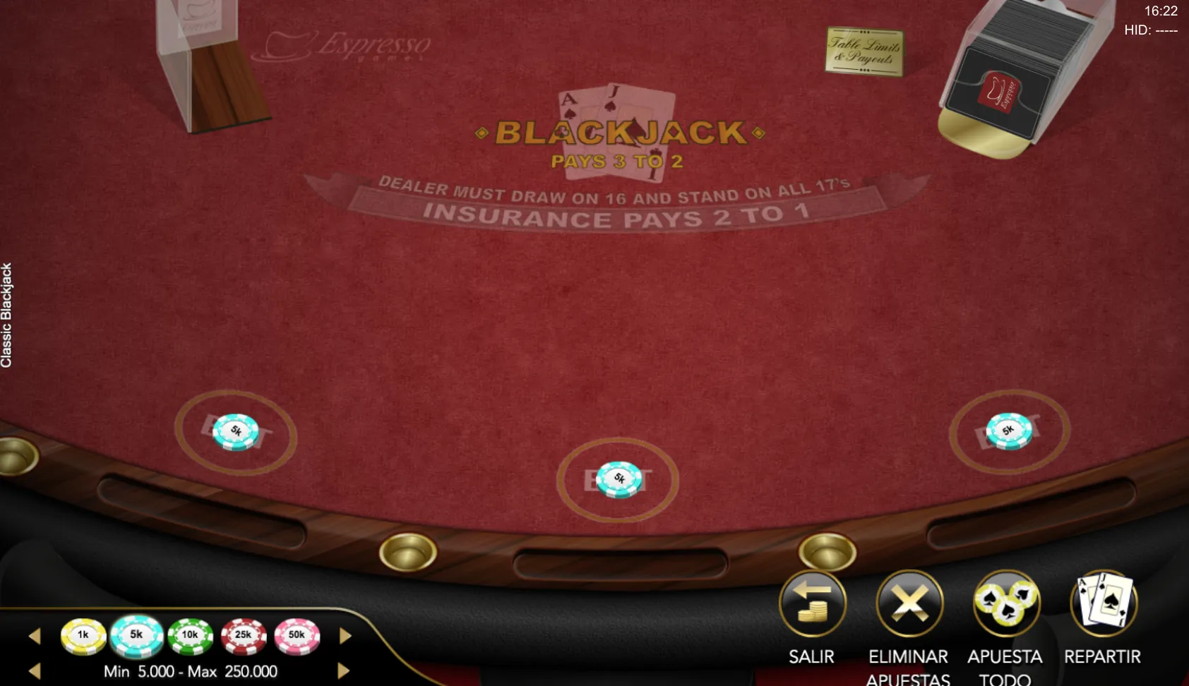 Partida de Blackjack online