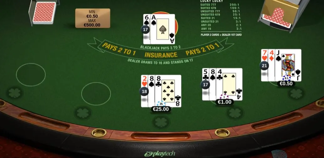 blackjack tablero