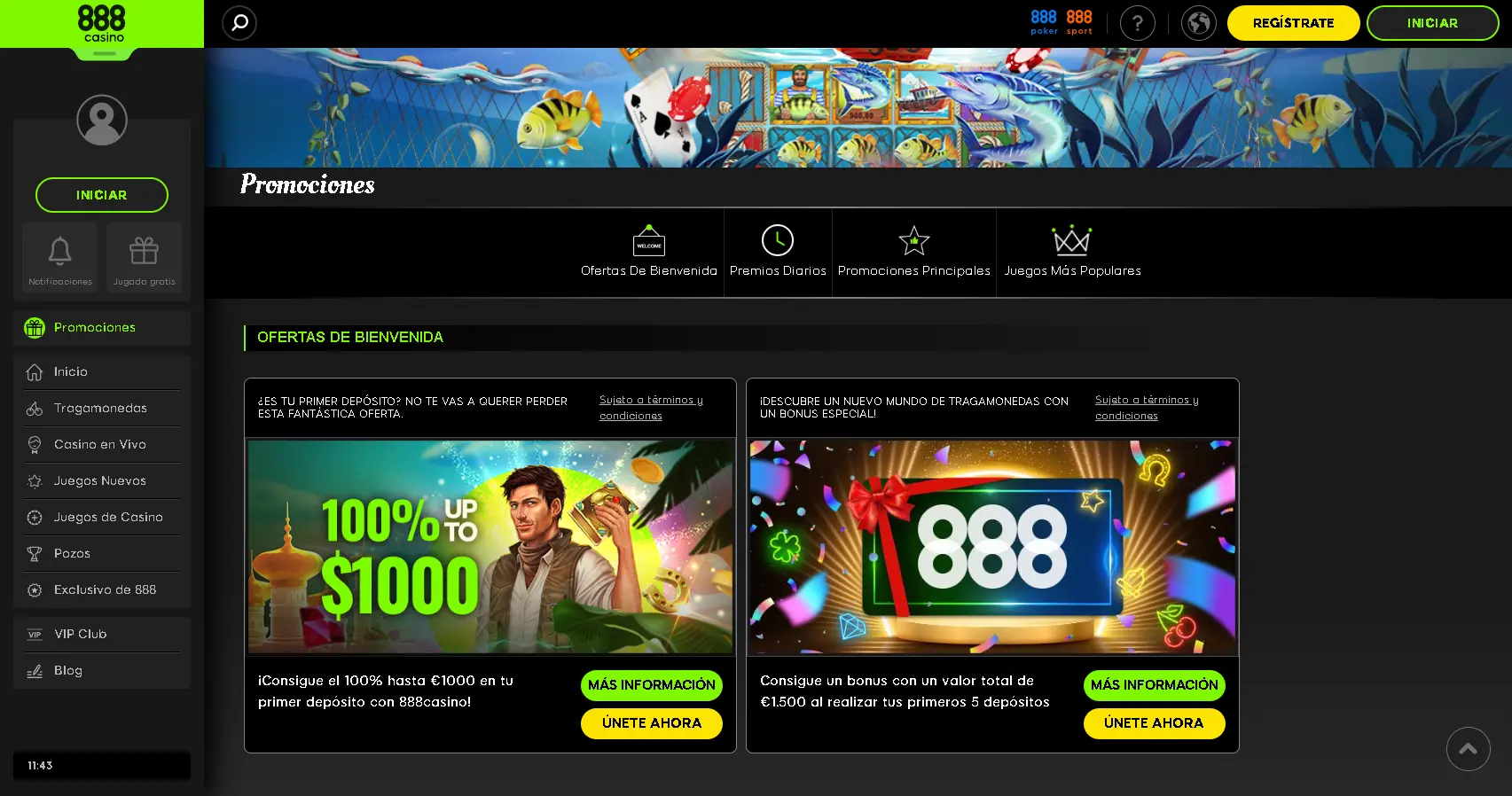 Bonos y promociones en 888 casino online