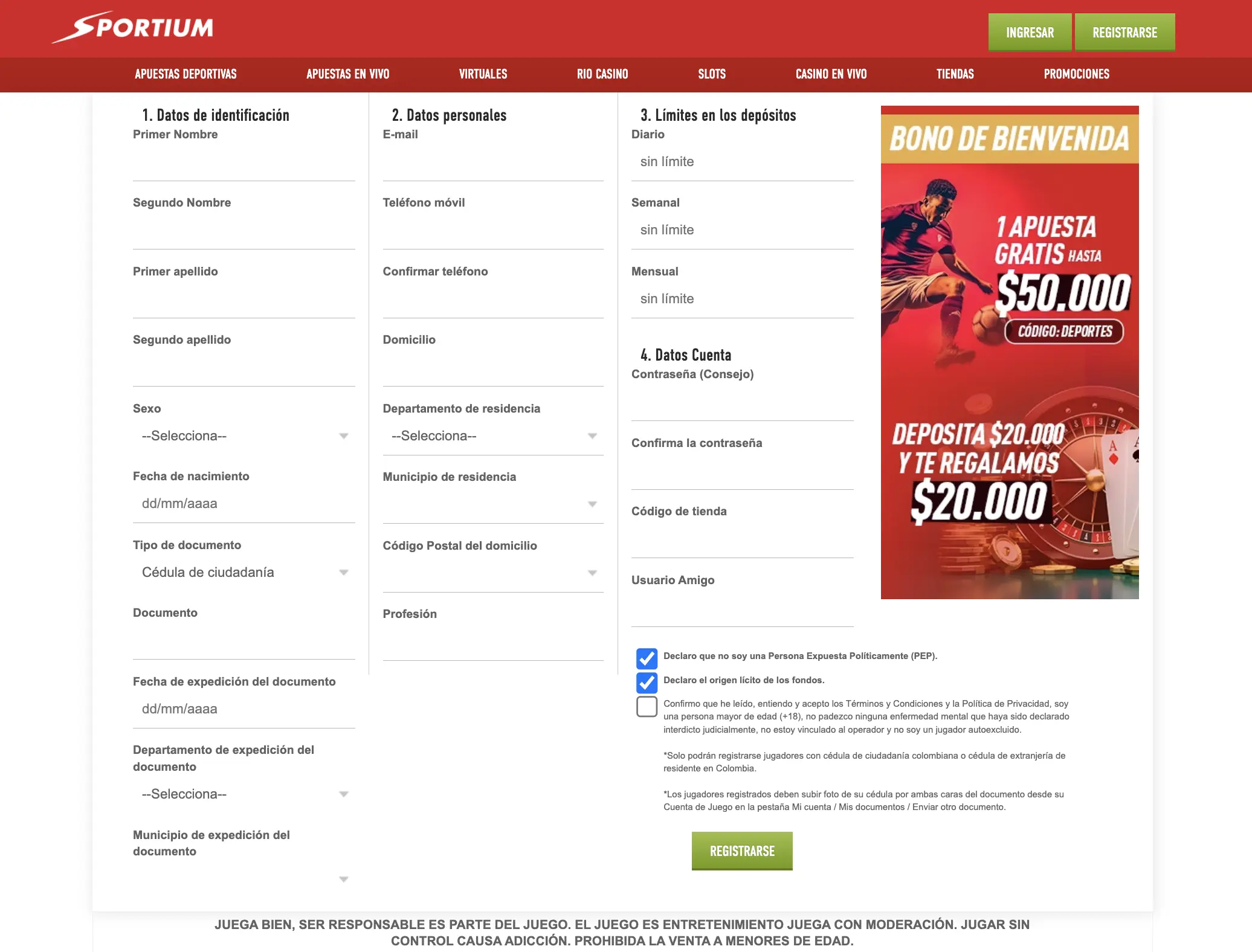 Registro e inicio de sesión en Sportium casino online Registro e inicio de sesión en Sportium casino